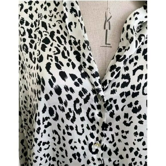 Zara Satin Effect Animal Print Shirt/Blouse Black White cheetah  Small 7969 040 - Picture 2 of 8
